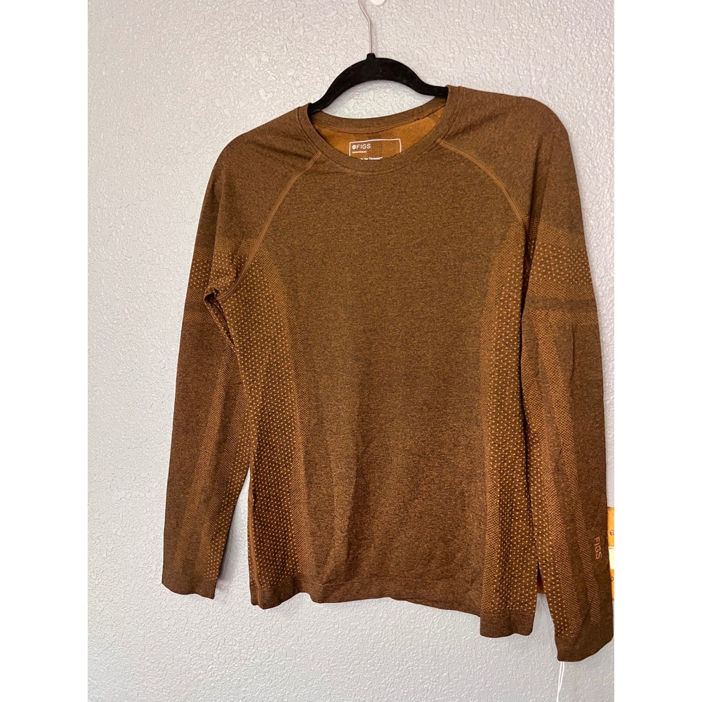 FIGS Salta Seamless Long Sleeve Underscrub Top Brown Heather Large W22KW1010